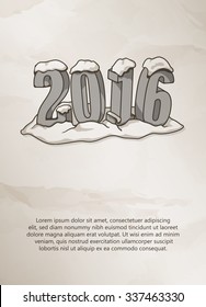 Happy new year 2016 card on grunge background. Vintage Label, Logo, Frame, Brochures. Design Templates. Vector illustration.