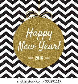 Happy New Year 2016 card with gold detail