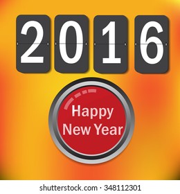 Happy new year 2016 card. Mechanical timetable in movement