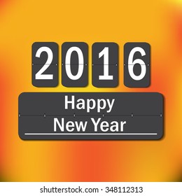 Happy new year 2016 card. Mechanical timetable in movement