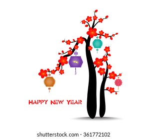 Happy new year 2016 card is lanterns