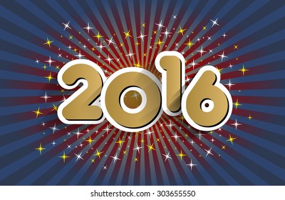 Happy new year 2016 celebration greeting card design