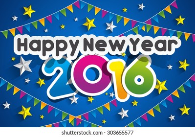 Happy new year 2016 celebration greeting card design