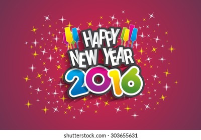 Happy new year 2016 celebration greeting card design