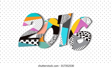 Happy New Year 2016 celebration background. Vector. Isolated. 