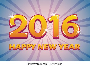 Happy New Year 2016 celebration with stylish text on shiny sky blue and sparking spot lights background.