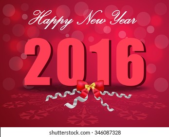 Happy New Year 2016, celebration concept with bow ribbons on beautiful glow background vector - eps10