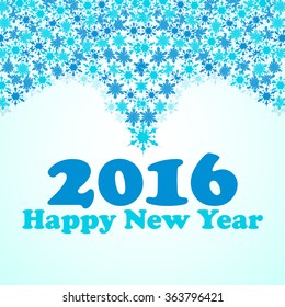 Happy New Year 2016 celebration flyer, banner, poster or invitation with stylish text on snowflakes. Vector illustration. Eps 10
