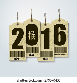 Happy New Year 2016 Year with Chinese symbol of the Monkey
