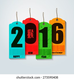 Happy New Year 2016 Year with Chinese symbol of the Monkey
