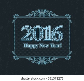 Happy new year 2016 and Christmas typographic label holidays design, Calligraphic vector Decoration, Vector Eps 10