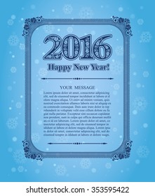 Happy new year 2016 and Christmas typographic label for Xmas holidays design, Calligraphic vector Decoration, New Year festive message, Vector Eps 10