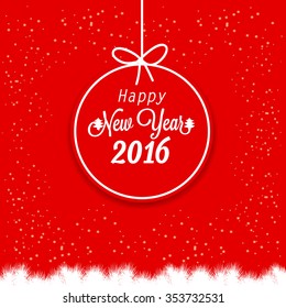 Happy New Year 2016 with christmas balls. Invitation card.