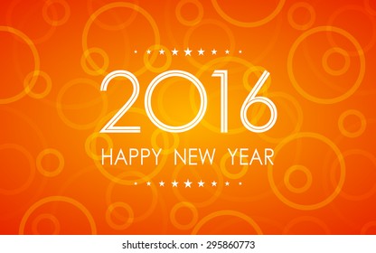 happy new year 2016 in circle ring pattern on summer orange background (vector)