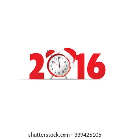 happy new year 2016 clock red vector