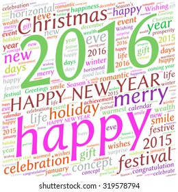"Happy New Year 2016". Cloud of words