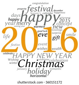 "Happy New Year 2016". Cloud of words
