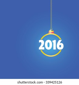 happy new year 2016 color ball blue vector illustration