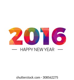 Happy new year 2016 Colorful triangle Text Design