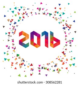 Happy new year 2016 Colorful triangular text Design