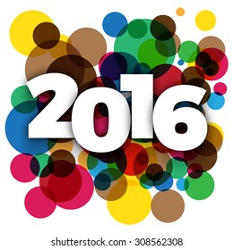 Happy new year 2016 Colorful circular text Design