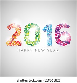 Happy new year 2016. Colorful dots design. Vector simple style illustration 