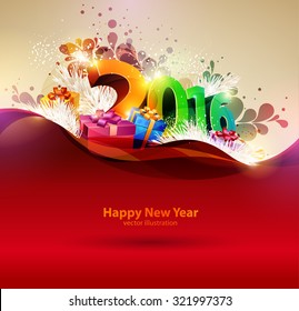 Happy new year 2016. Colorful design.