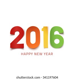 Happy New Year 2016. Colorful paper design. Vector illustration.