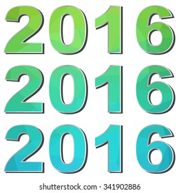 Happy New Year 2016 colorful  text polygon design.