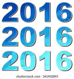 Happy New Year 2016 colorful  text polygon design.