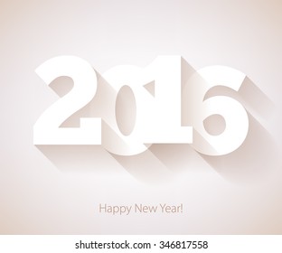 Happy New Year 2016 colorful symbol. Calendar design typography vector illustration. Paper white design with shadows.