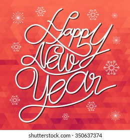 Happy new year 2016 colorful triangular origami abstract text Design