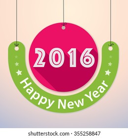 Happy New Year 2016 - Colourful Paper Tag Design