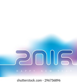 Happy new year 2016. Creative greeting card design template with blurred Vector background.