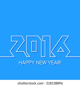 Happy new year 2016. Creative greeting card design template. Blue vector background.