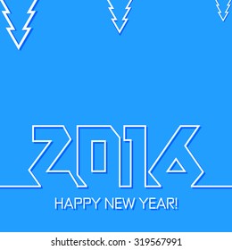 Happy new year 2016. Creative greeting card design template. Blue vector background.