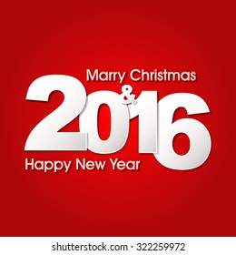 Happy new year 2016 creative greeting card design / Year 2016 vector design element./ 2016 Merry Christmas and happy new year background with paper folding design 