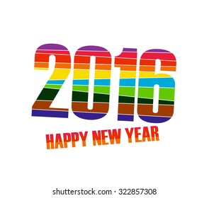 Happy new year 2016. creative colorful random paper strip design