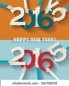 Happy new year 2016 creative greeting card design