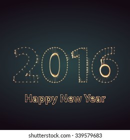 Happy new year 2016 creative greeting card or logo design posters in colors. Flat design for promotional depliant. Vector EPS10