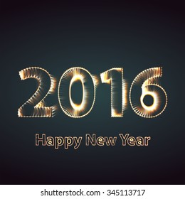 Happy new year 2016 creative greeting card or logo design posters in colors. Flat design for promotional depliant. Vector EPS10