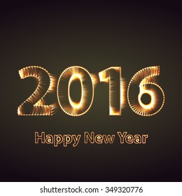 Happy new year 2016 creative greeting card or logo design posters in colors. Flat design for promotional depliant. Vector EPS10