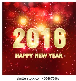 Happy new year 2016 creative greeting card design / Year 2016 vector design element / Happy New Year 2016 colorful greeting card made in style. Party poster, greeting card, banner or invitation.
