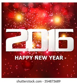 Happy new year 2016 creative greeting card design / Year 2016 vector design element / Happy New Year 2016 colorful greeting card made in style. Party poster, greeting card, banner or invitation.
