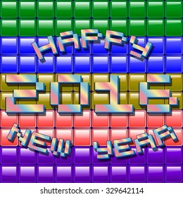 Happy new year 2016, cubic label design
