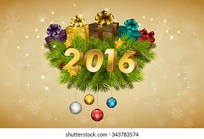 Happy New Year for 2016 decoration .vector