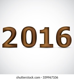 Happy New Year 2016 design with wooden brown pattern 