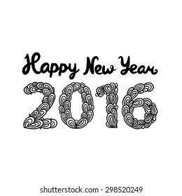 happy new year 2016 - doodle illustration