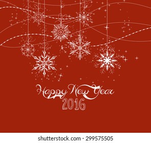 Happy new year 2016 doodle snowflakes