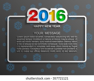 Happy New Year 2016 festive message, Modern vector background, Text design, Vector Eps 10